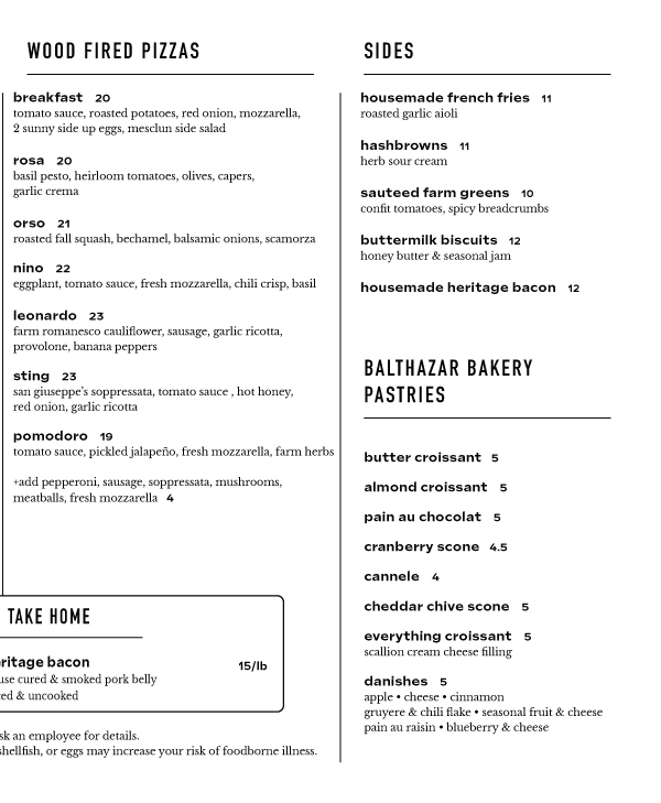 Blooming Hill Farm Menu